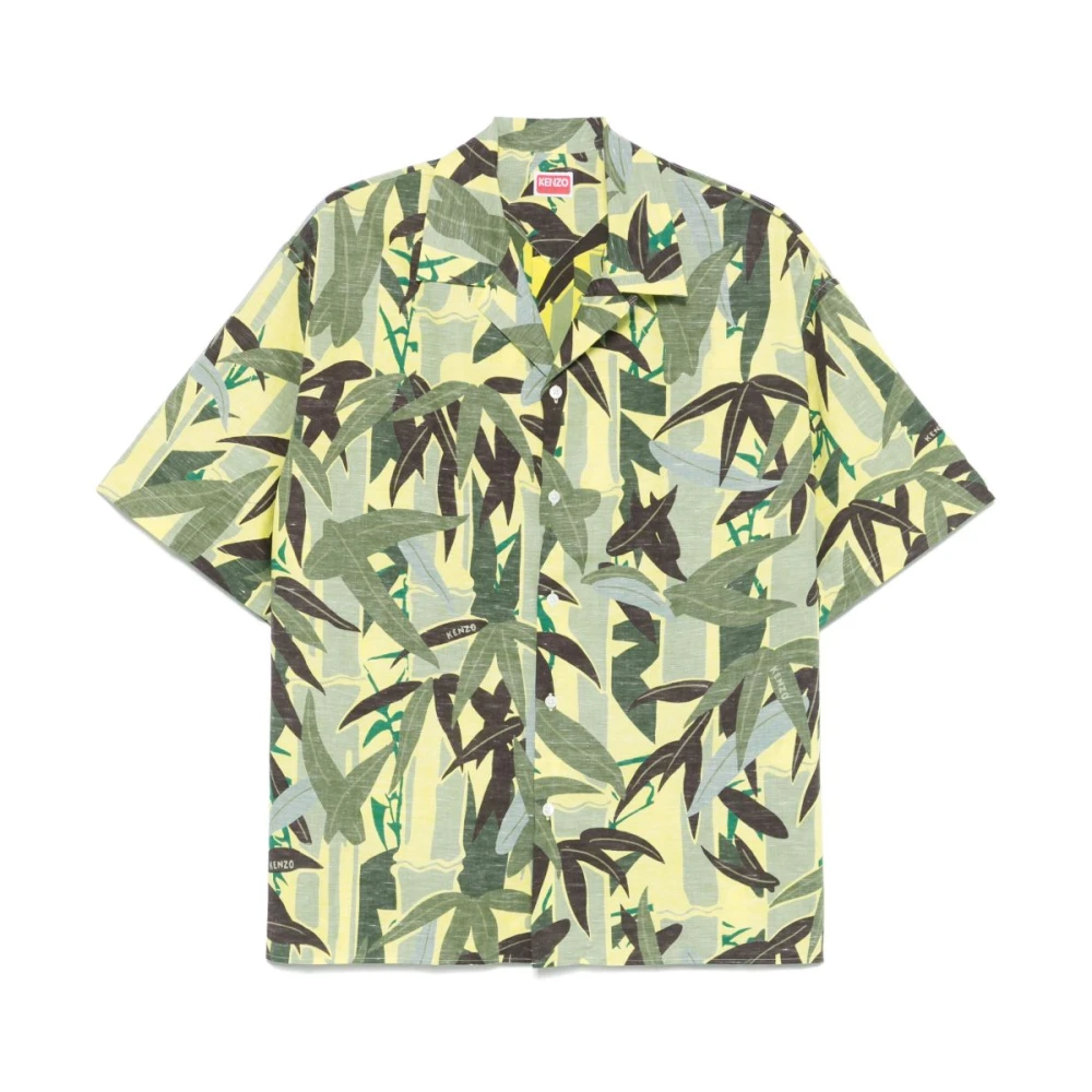 Kenzo Groene Camp Kraag Shirt Korte Mouwen Green Heren