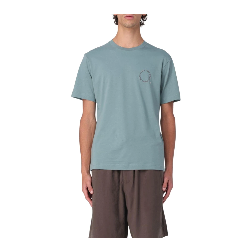 Emporio Armani Men's Green Relaxed Fit Short Sleeve Basic T-Shirt With Graphic - T-Shirts - L - Tops