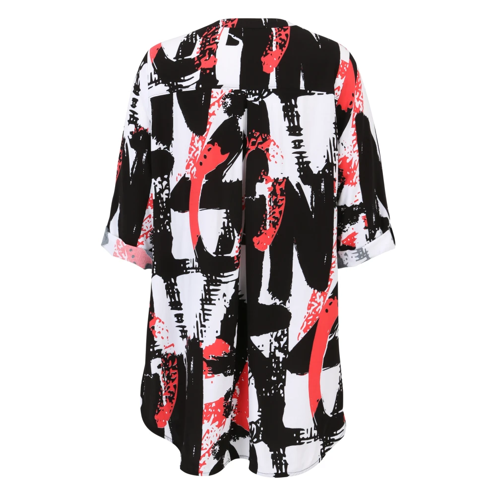 Doris S Gedrukte blouse met hoge-lage zoom Multicolor Dames