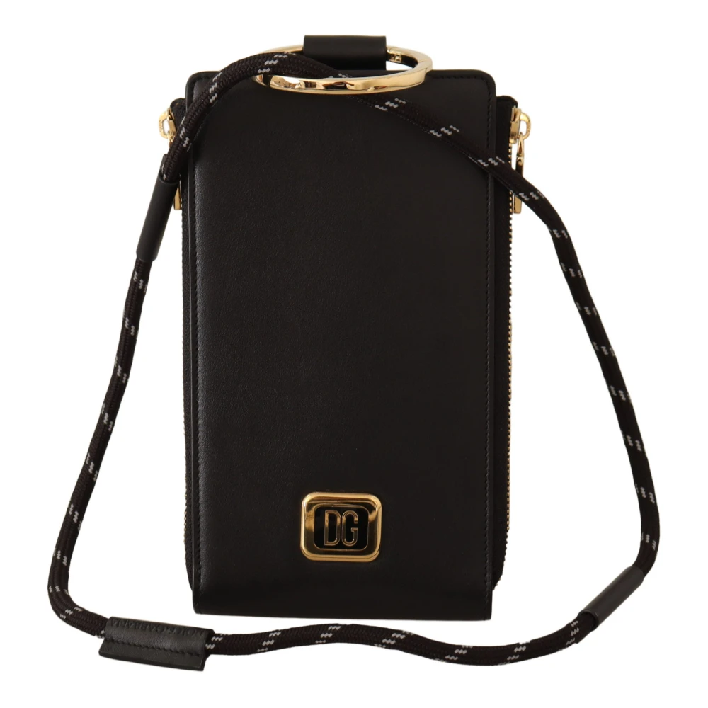 Dolce & Gabbana Women's Black Leather Logo Plaque Wallet
