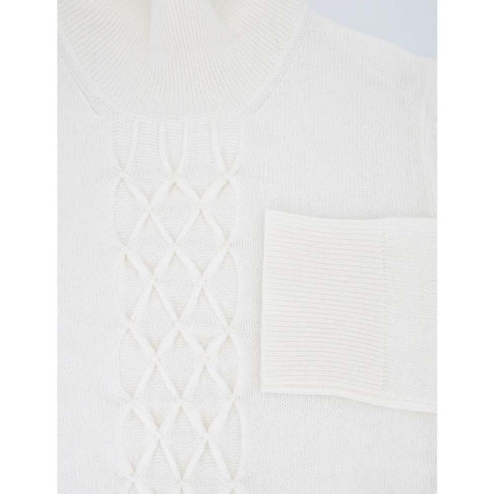 Ermanno Scervino Wollen Hoge Hals Jumper met Geweven Details White Dames