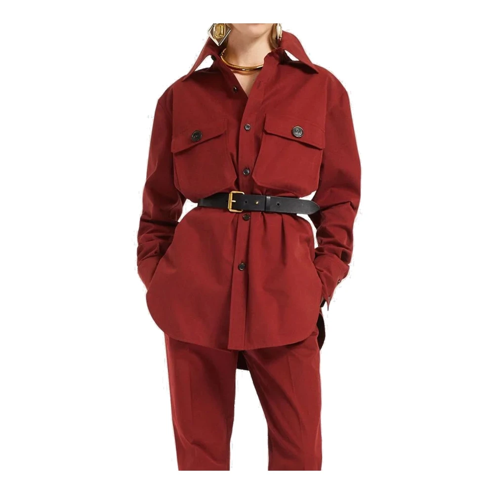 Saint Laurent Rode Katoenen Overhemd Elegant Stijlvol Red Dames