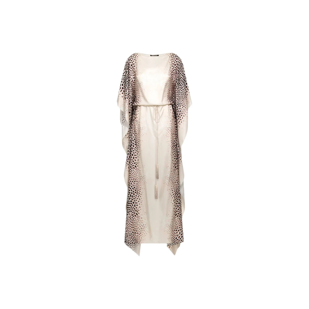 Roberto Cavalli Beige Maxi Dresses, Female, S, Shark Print Kaftan Ivory Female
