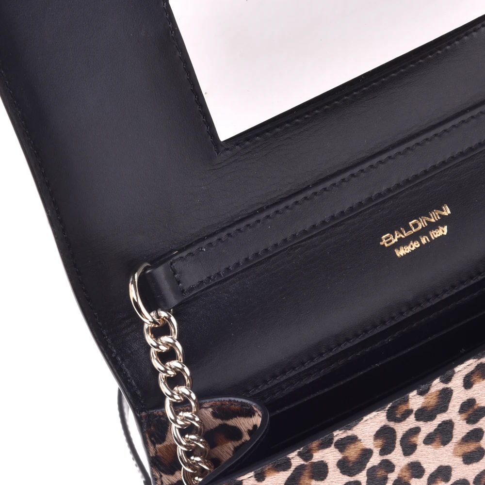 Baldinini Wallet with crossbody strap in leopard-print pony skin Multicolor Dames