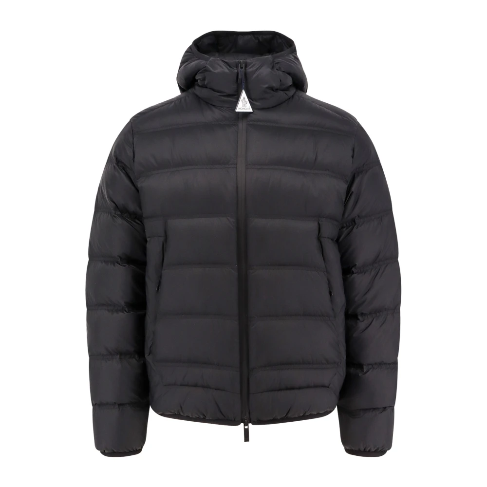 Moncler Gewatteerde capuchonjas met dubbele rits Black Heren