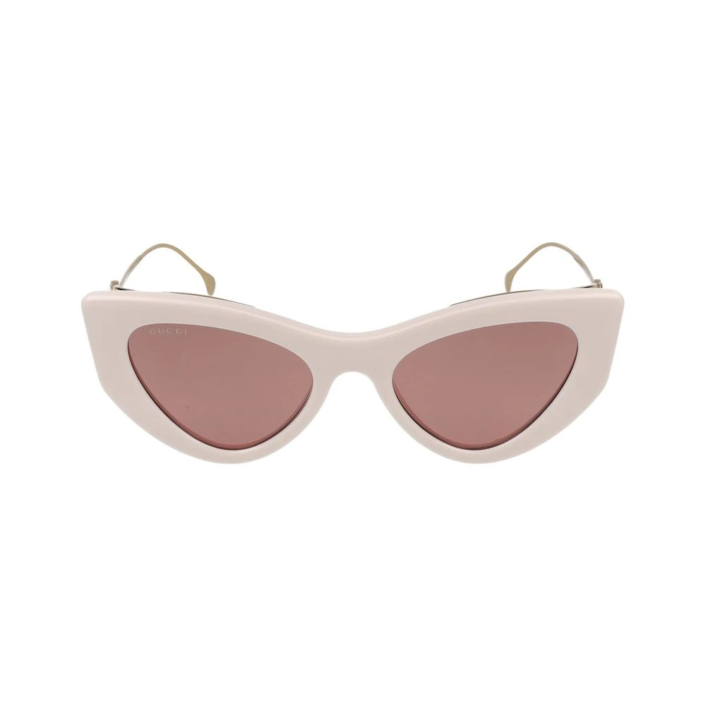 Gucci Women's Beige Sunglasses, 52 Mm, Ivory Gold Red Sunglasses