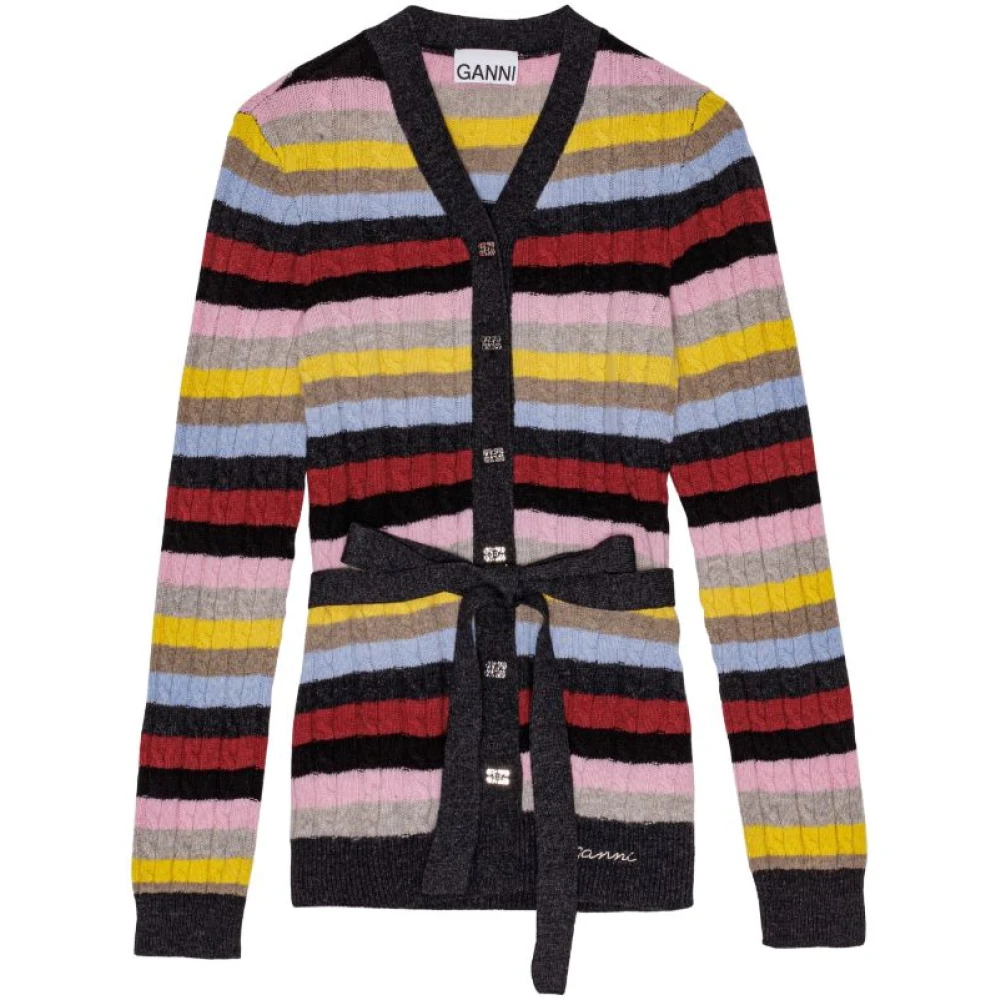 Ganni Multicolor Zilveren Knoop Cardigan Multicolor Dames