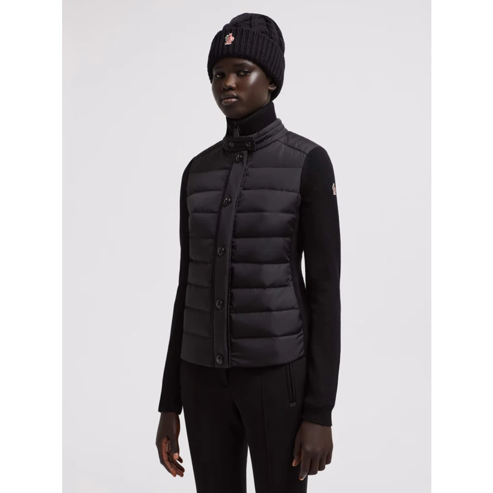 Moncler Zwarte Wol Regenjas Black Dames