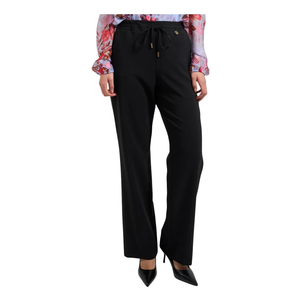 Fracomina Mujer Negro - Pantalones Regular Con Cordón Ajustable - Trousers - M