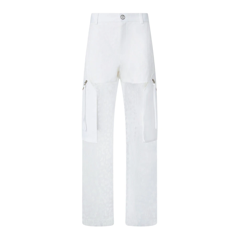 Pinko White Hugo Pantalone Organza - Female - Straight Trousers - M - Trousers