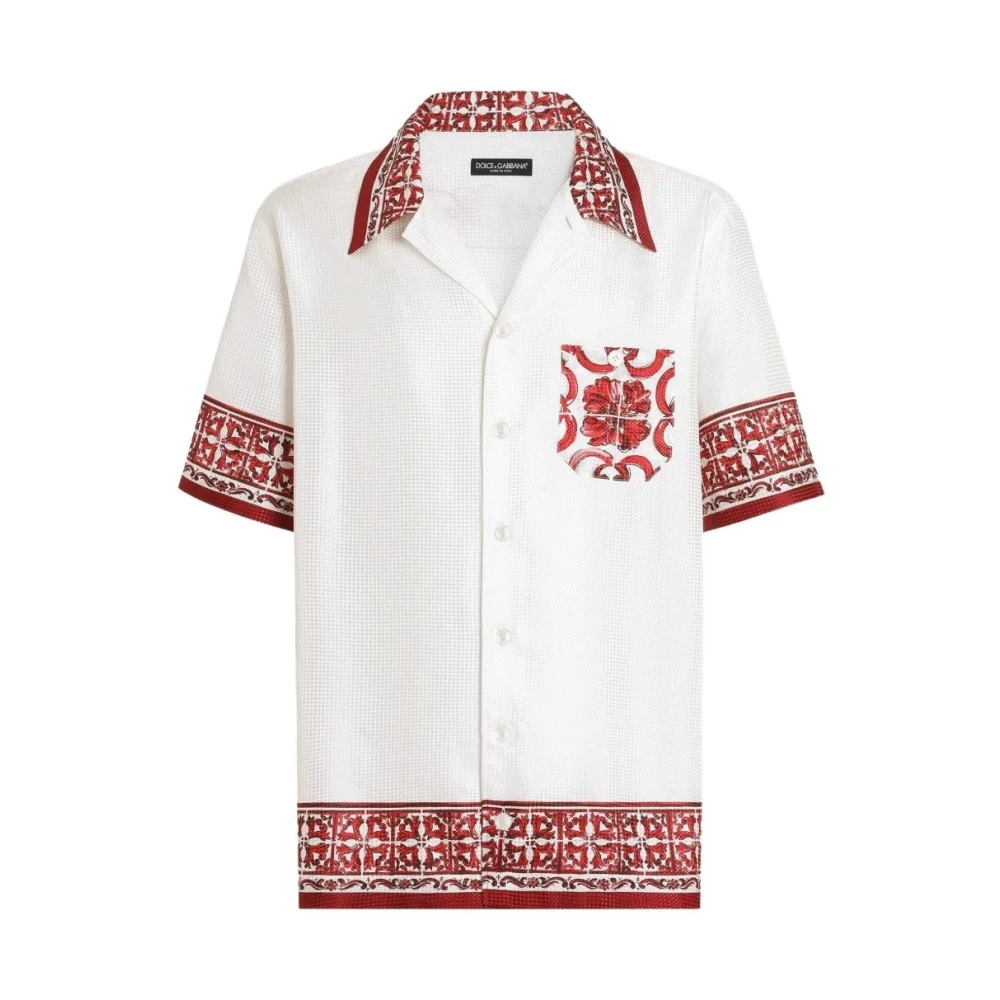 Dolce & Gabbana Shirt Maiolica 5L Rubino - Male - Short Sleeve Shirts - Multicolor - Xl - Shirts