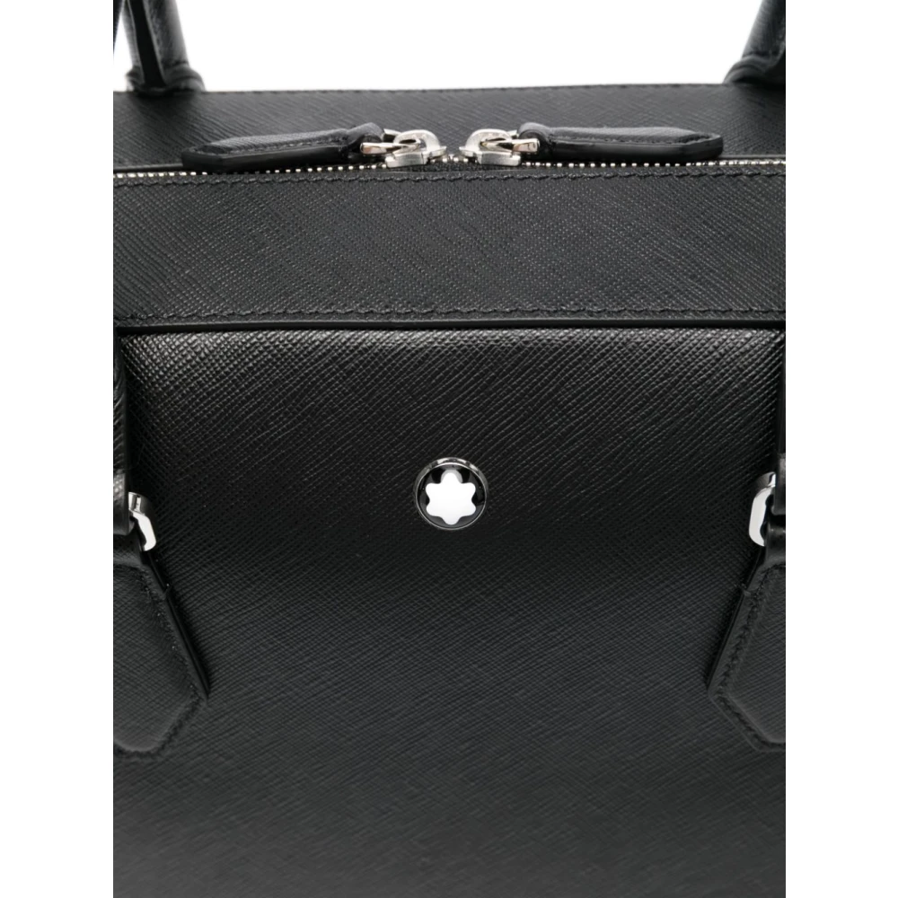 Montblanc Zwarte Getextureerde Leren Zakelijke Tas Black Heren
