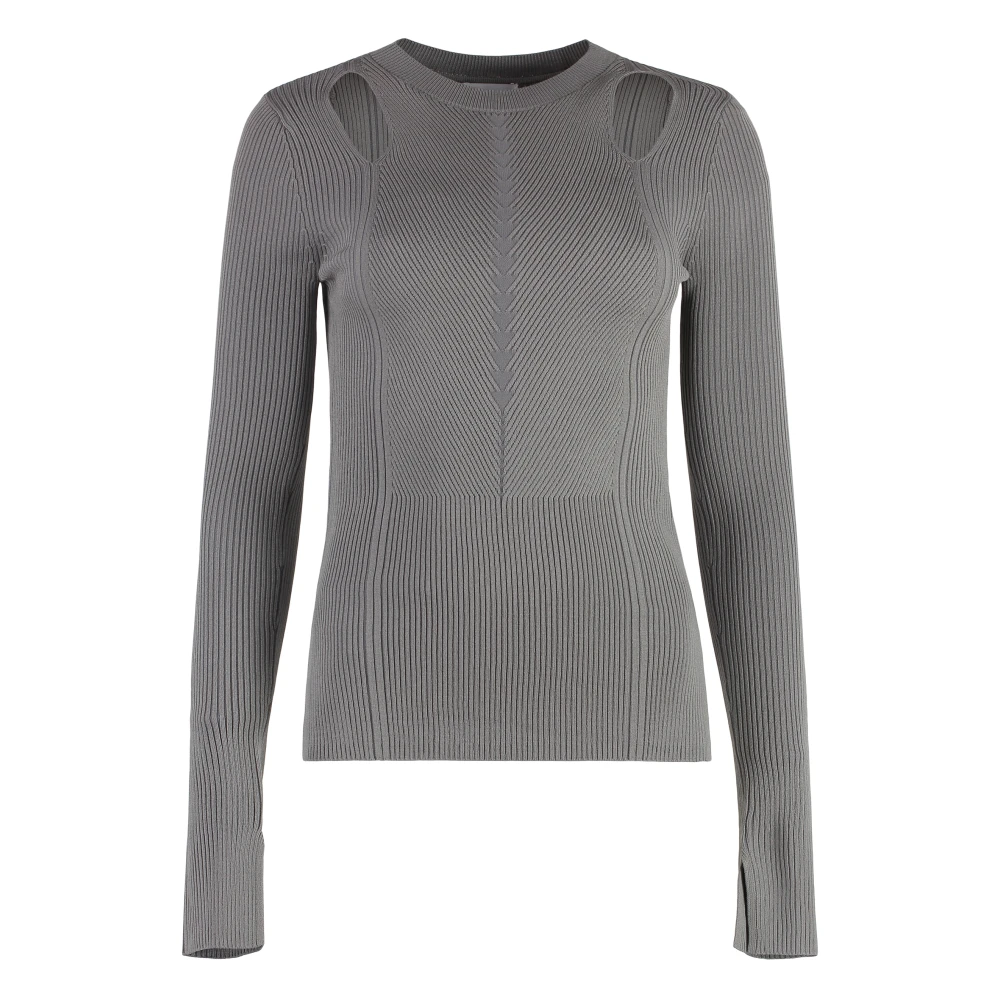 Calvin Klein Gebreide Top met Uitgesneden Voorkant Gray Dames