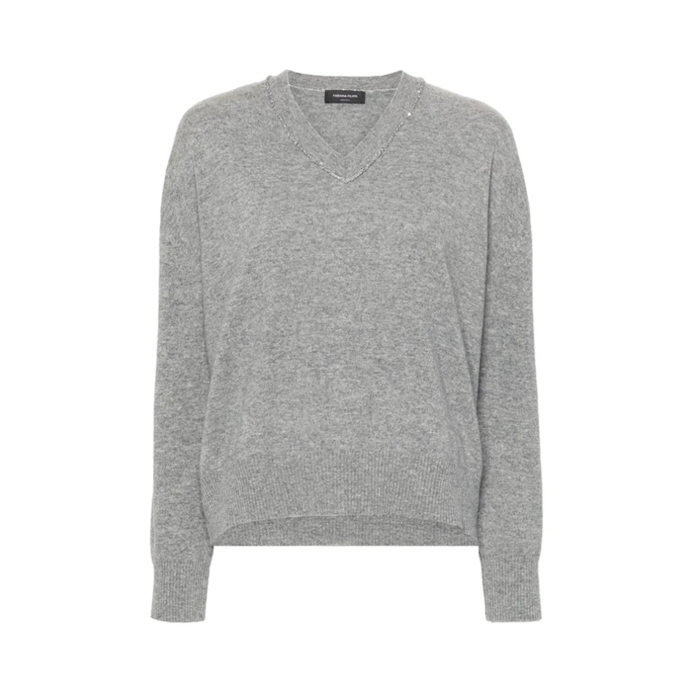Fabiana Filippi Pailletdetail V-hals Woltrui Gray Dames