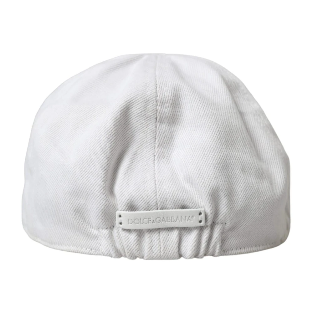 Dolce & Gabbana Witte Katoenen Newsboy Cap Stijlvol Modieus White Heren