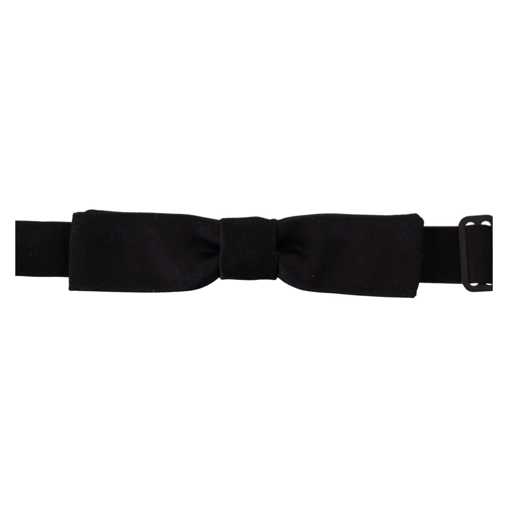 Dolce & Gabbana Men's Black Bowties, One Size, Silk Adjustable Neck Papillon Tie