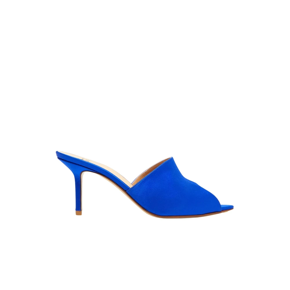 Francesco Russo Indigo Satin High Heel Mules Blue, Dam