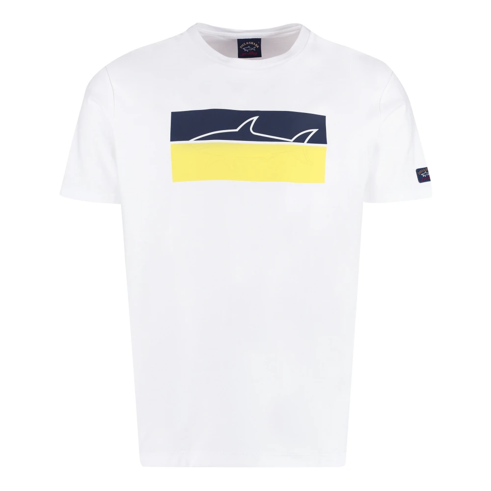 PAUL & SHARK Katoenen T-shirt met Front Print White Heren