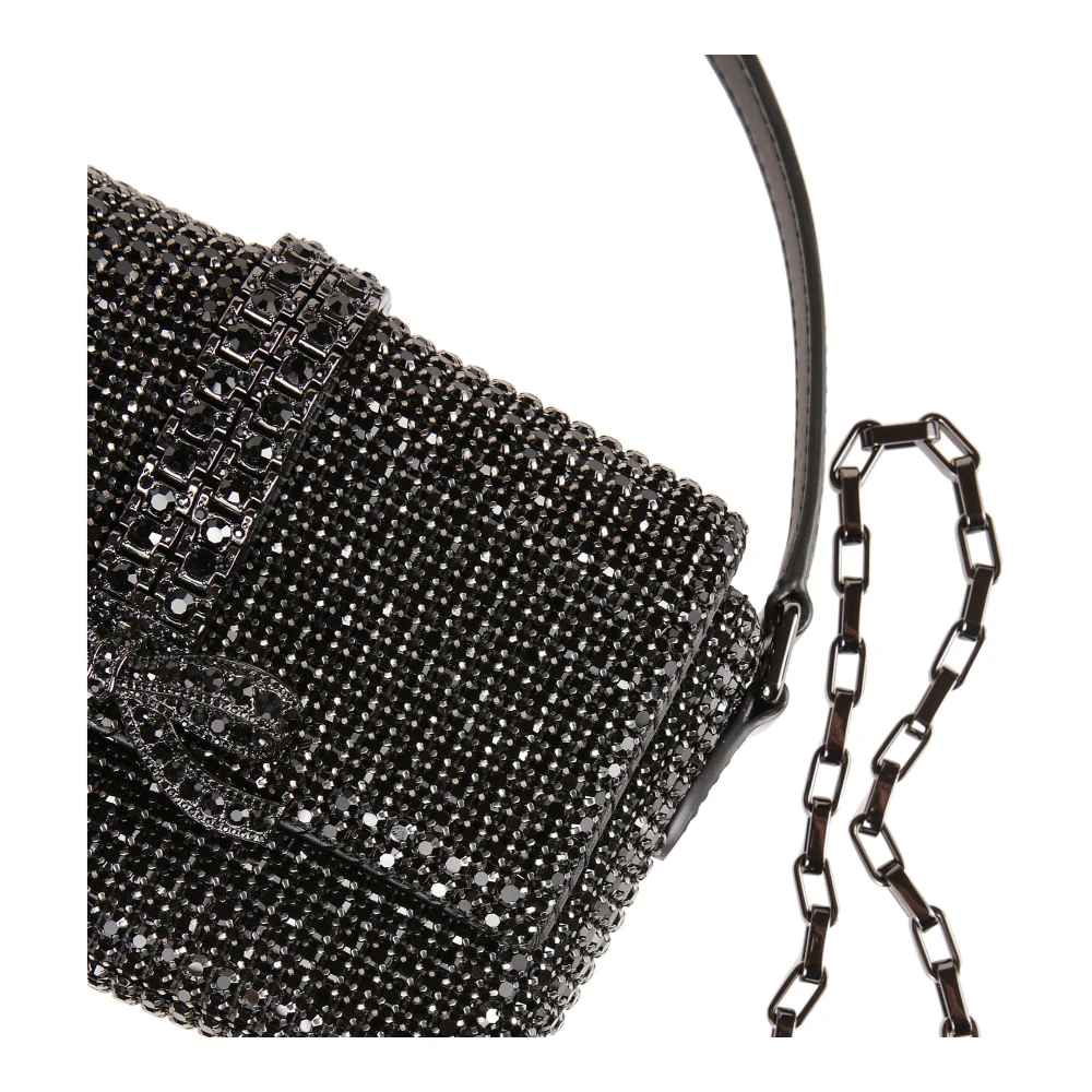 Self Portrait Strass Chainmail Micro Tas Black Dames