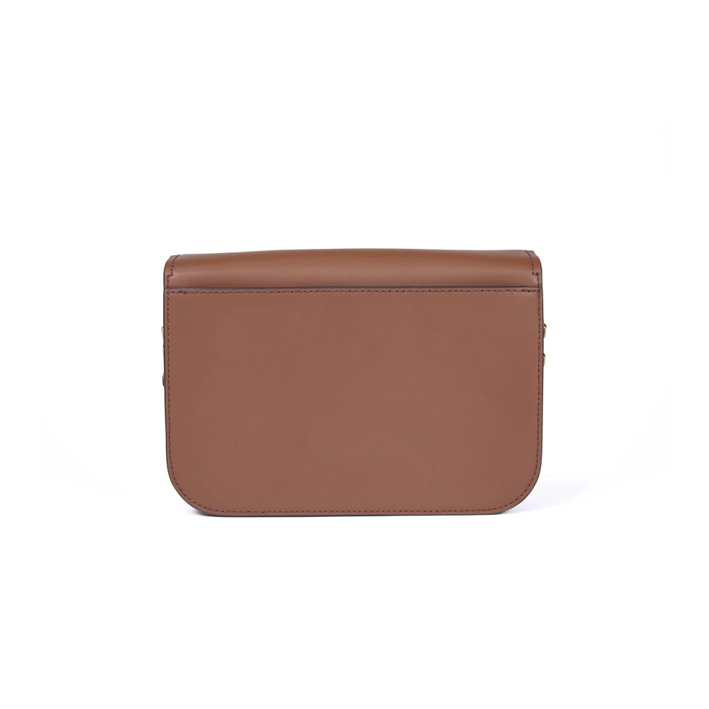 Michael Kors Delancey Medium Schoudertas van Kalfsleer Brown Dames