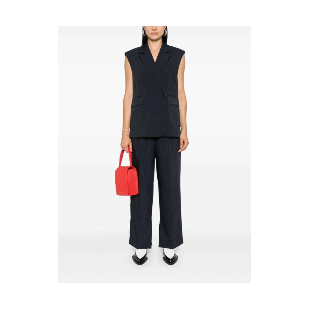 Birgitte Herskind Midnight Blue Chambray Geplooide Broek Blue Dames