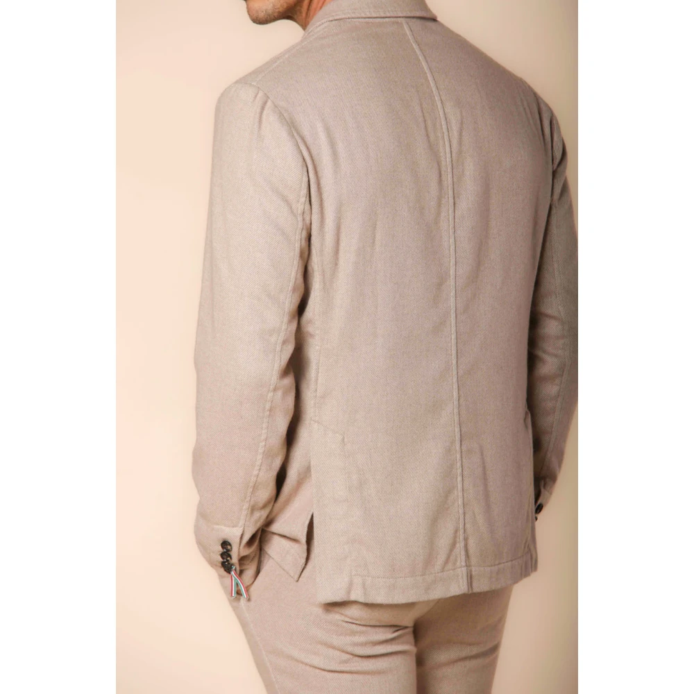 Mason's Regular Fit Wol Effect Flanel Blazer Gray Heren