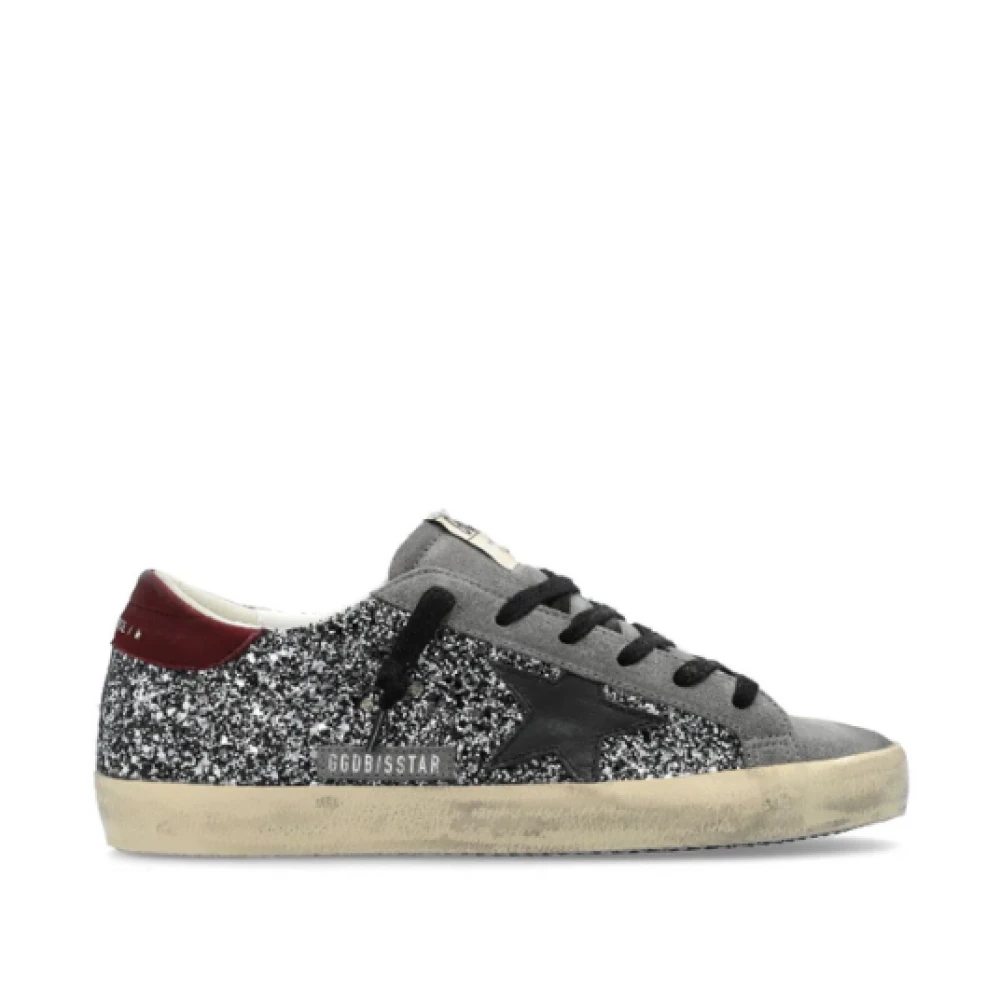 Golden Goose Klassiska Super-Star Sneakers Italien Svart Multifärgad Glitter Gray, Dam