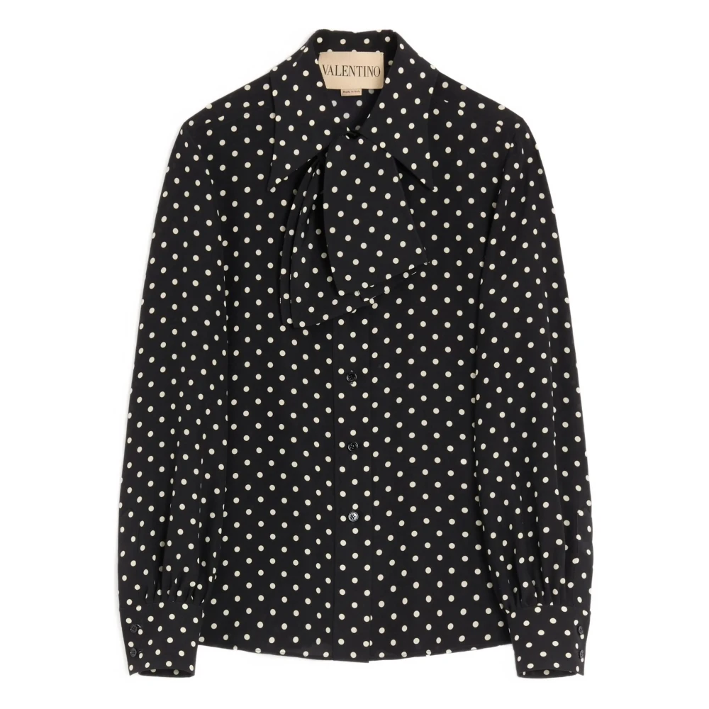 Valentino Garavani Women's Black Crepe De Chine Silk Shirt With Scarf Collar