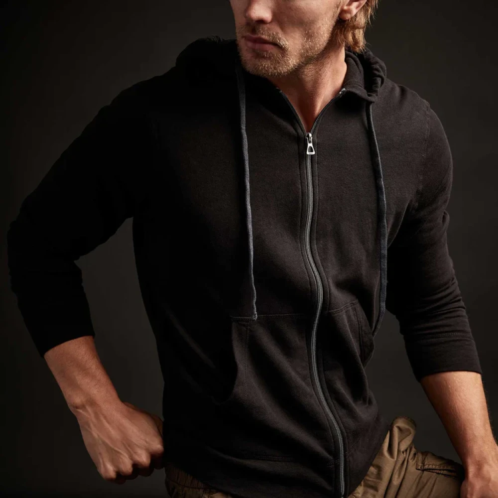 James Perse Vintage Terry Zip Up Hoodie Black Heren