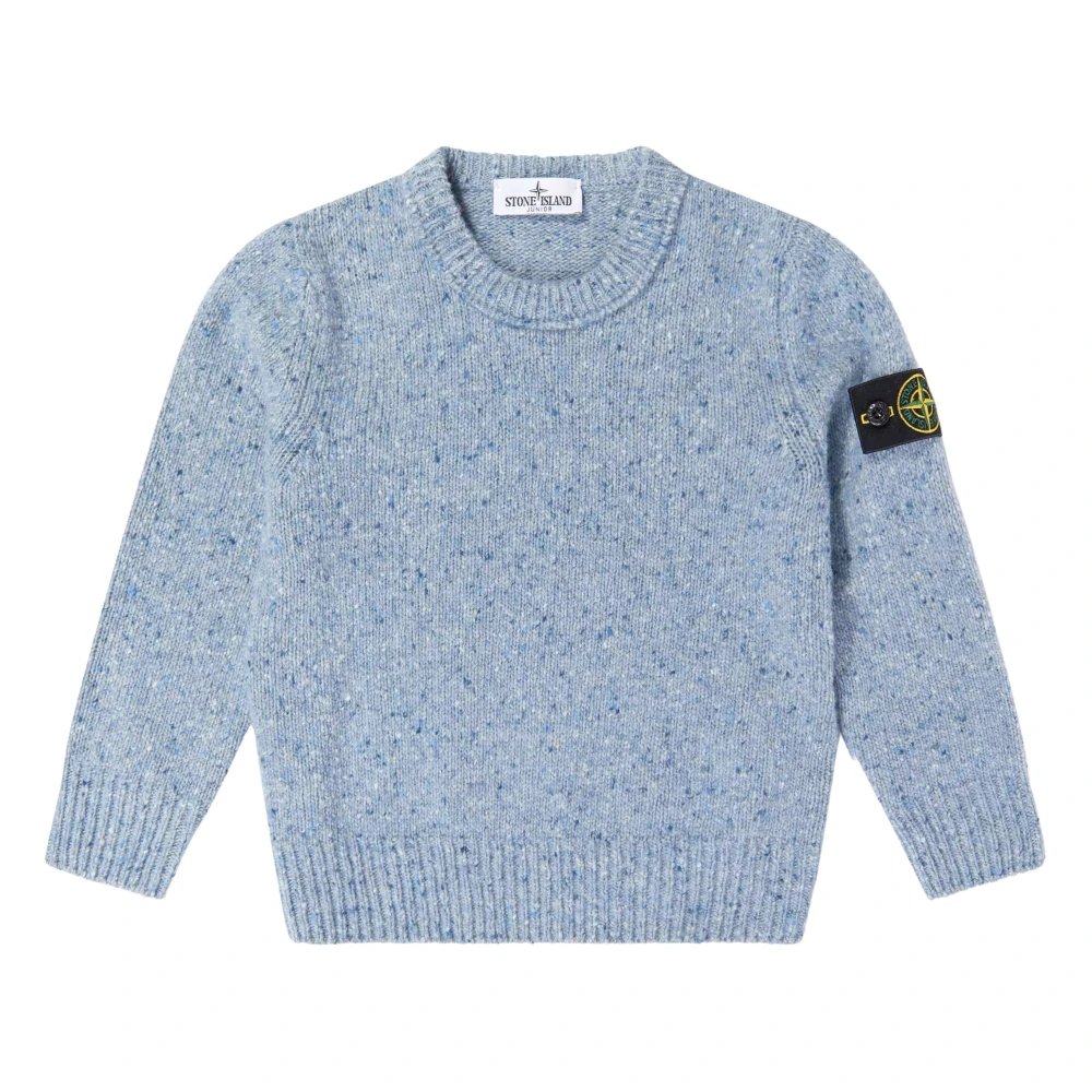 Stone Island Uneven Plain Melange Crew Neck Jumper - Male - Kids Knitwear - Blue - 8 Y - Kids