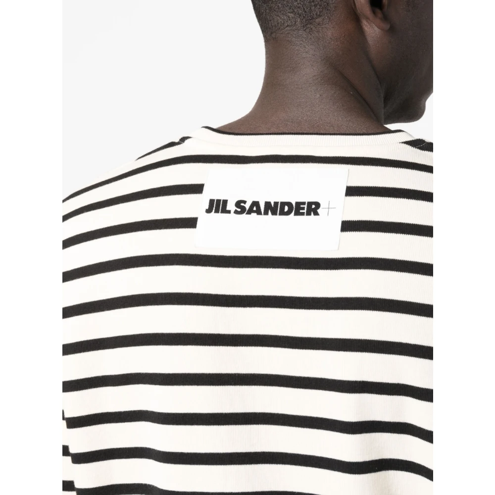 Jil Sander Gestreept shirt met lange mouwen en ronde hals Beige Heren
