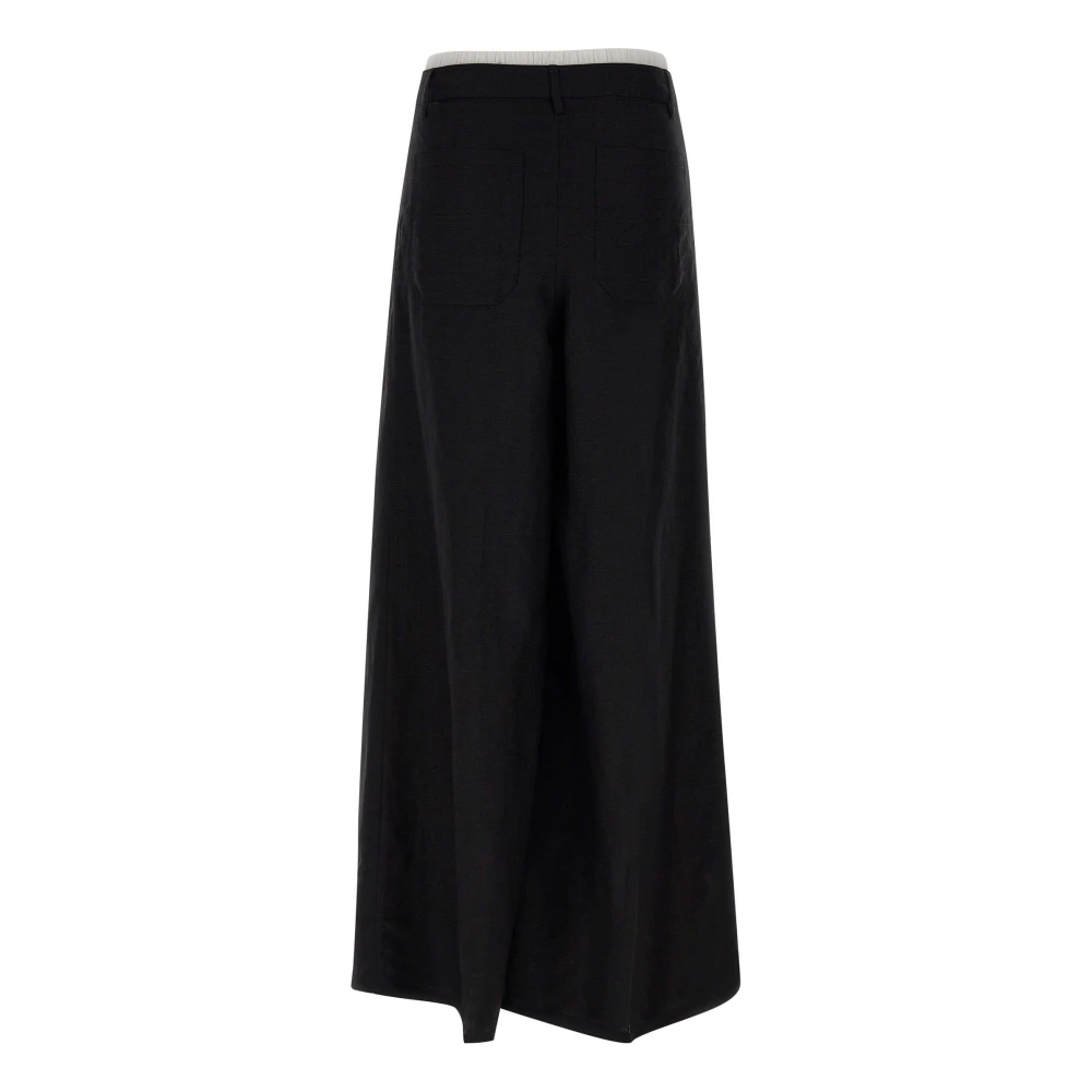 Remain Birger Christensen Zwarte Linnen en Viscose Broek Black Dames
