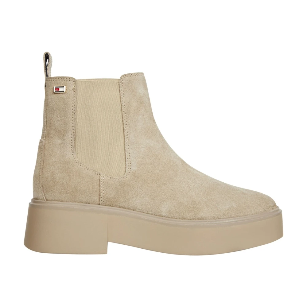 Tommy Hilfiger Women's Beige Chelsea Flag Ankle Boots