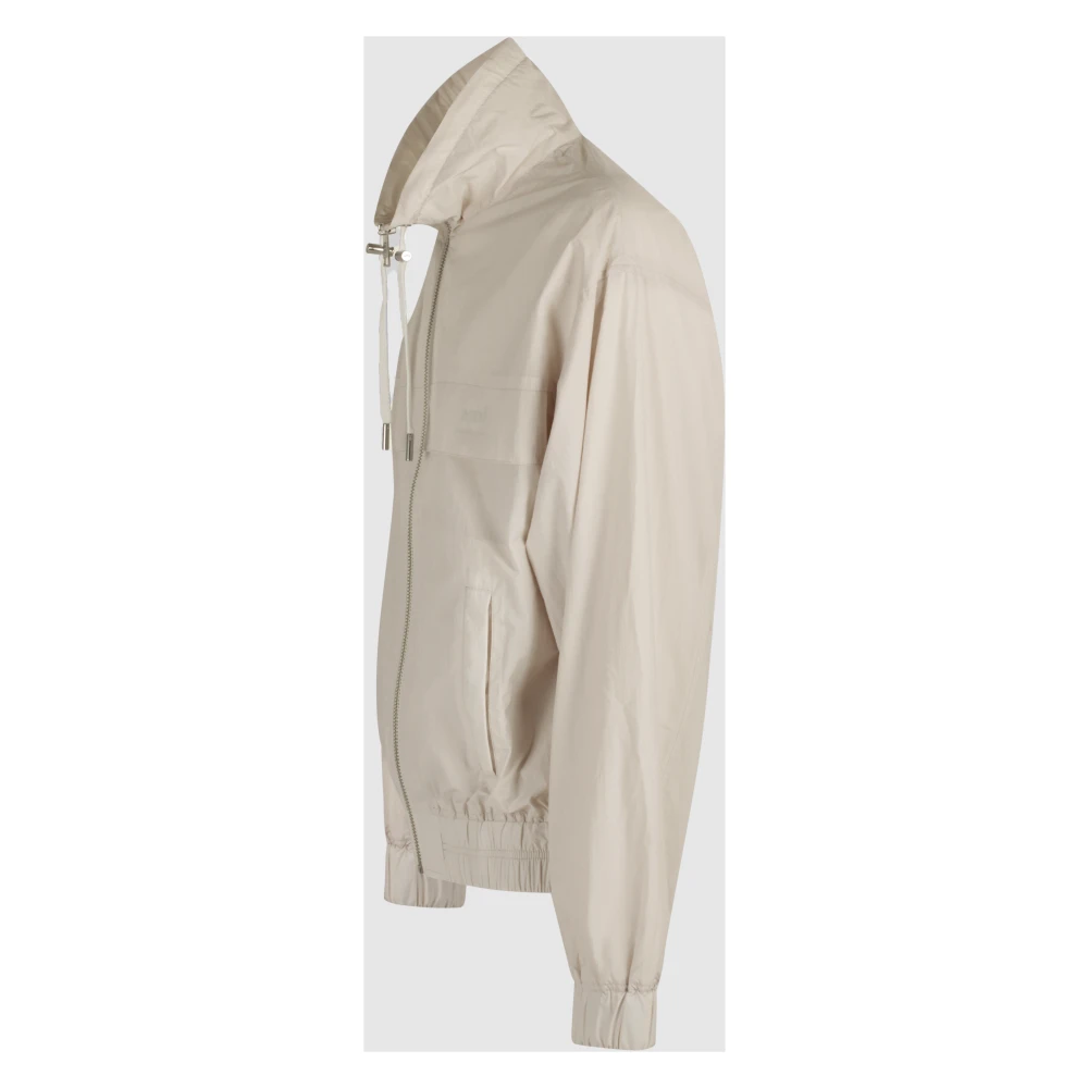 Ami Paris Krijt Beige Windbreaker met Voorrits Beige Heren