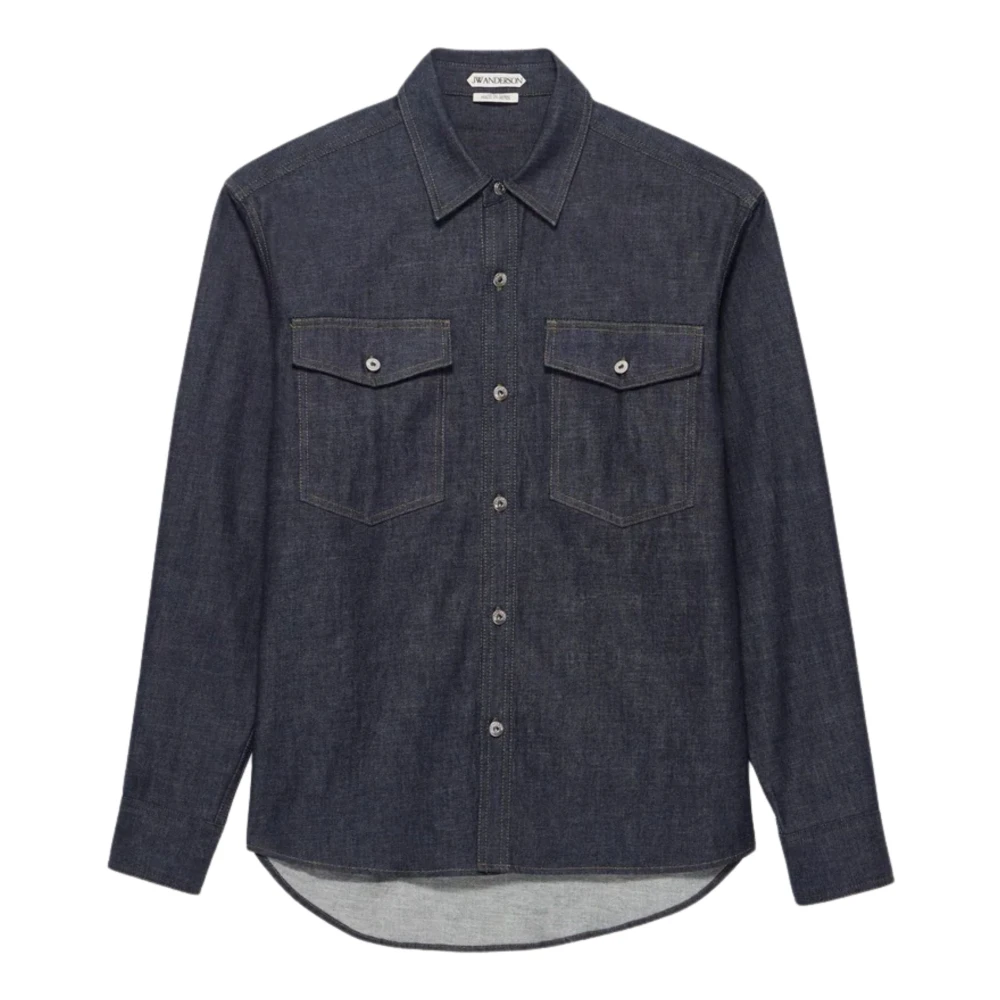 Jw Anderson , Denim Shirts, Male, Blue, S, Oversized Denim Shirt