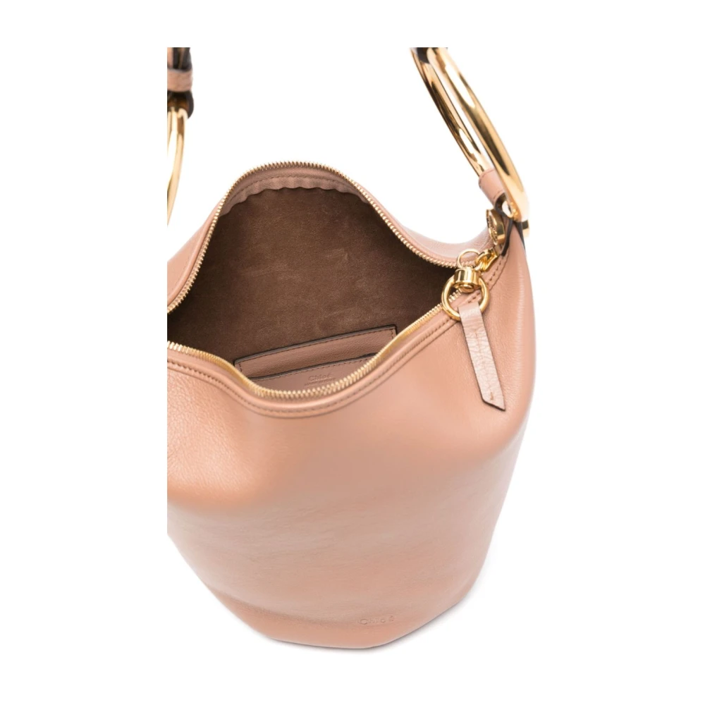 Chloé Roze Gehamerd Leren Handtas met Gouden Hardware Pink Dames