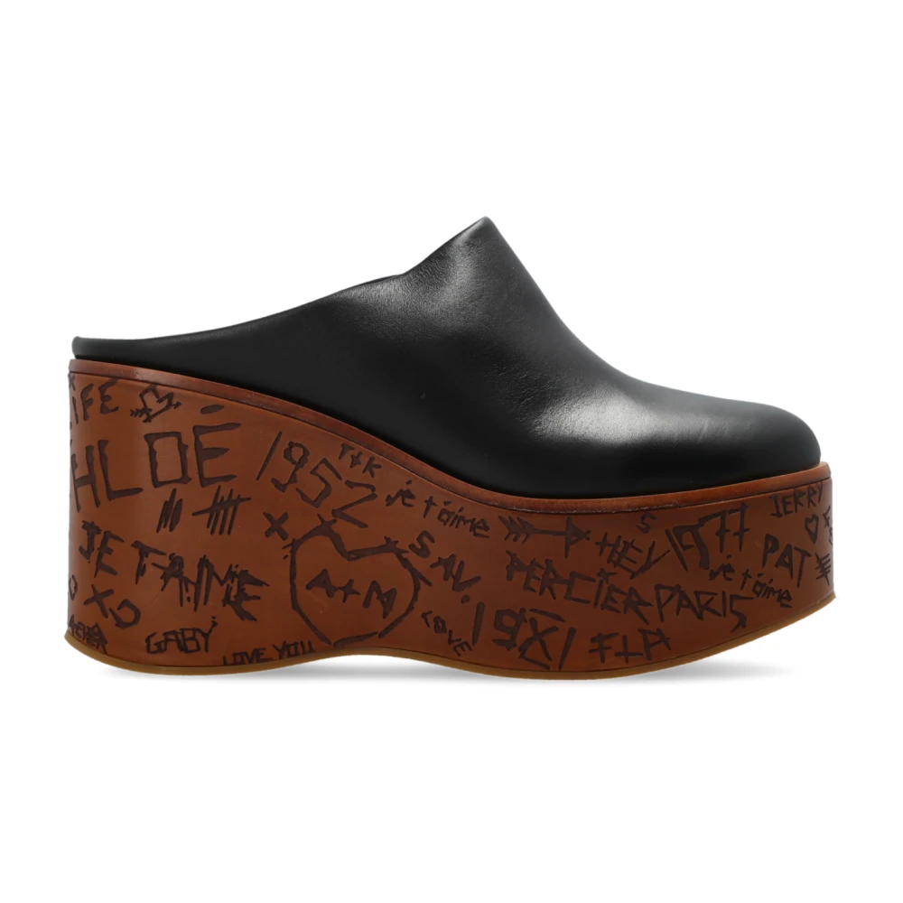Chloé Black Maxime Platform Slides - Female - Wedges - 6 Uk - Shoes