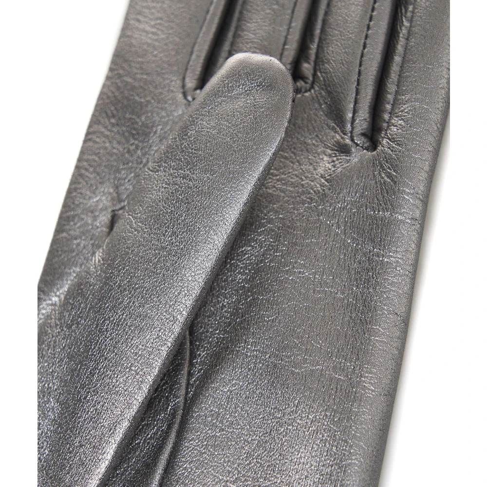 Orciani Zilveren Leren Handschoenen Elegante Stijl Gray Dames