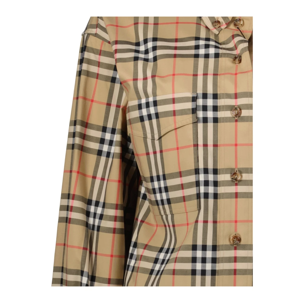 Burberry Geruite Klassieke Overhemd Vintage Print Beige Dames