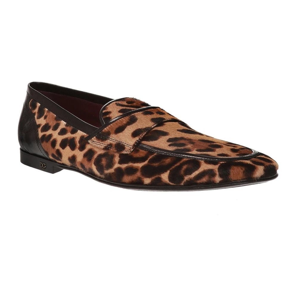 Dolce & Gabbana Bruine Leopard Print Loafers voor Heren Brown Heren