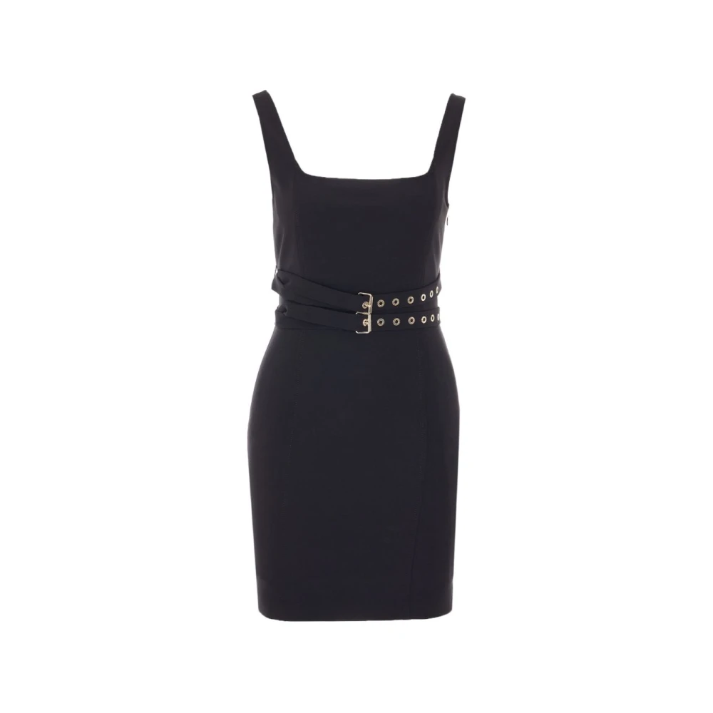 Liu Jo , Short Dresses, Female, Black, L, Belt Boat Neck Dress