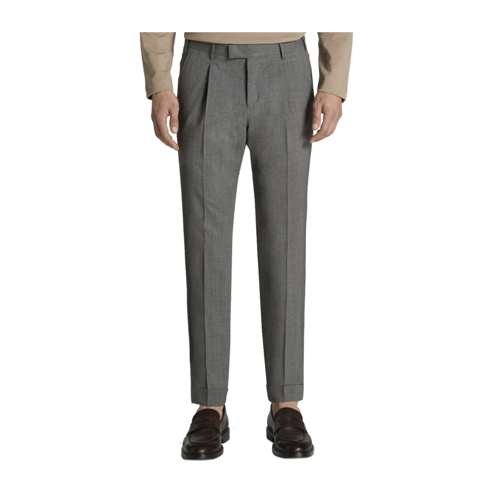 PT Torino Wollen broek met relaxte pasvorm Gray Heren