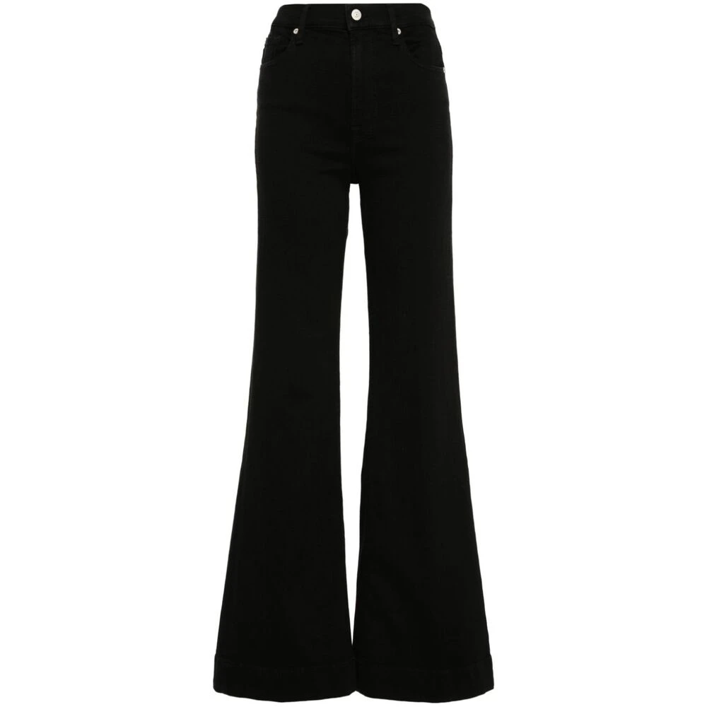 7 For All Mankind Zwarte Flared Denim Jeans Black Dames
