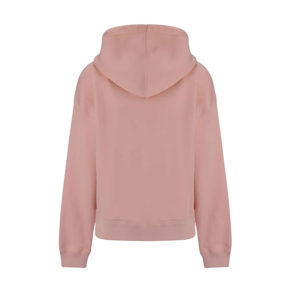 Maison Kitsuné Verstelbare Koord Katoenen Hoodie met Geribbelde Boorden Pink Dames