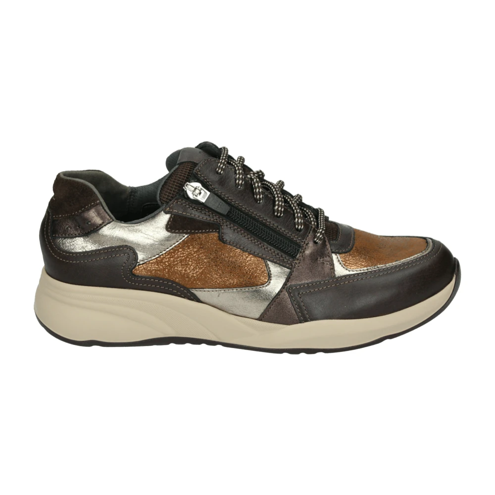 Durea Sportieve Lage Damesschoenen Patroon Dames Schoenen Bruin