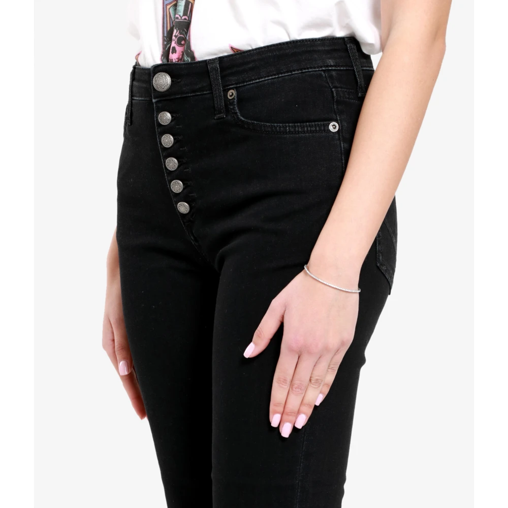 Roy Roger's Zwarte Denim Hoge Taille Jeans Black Dames