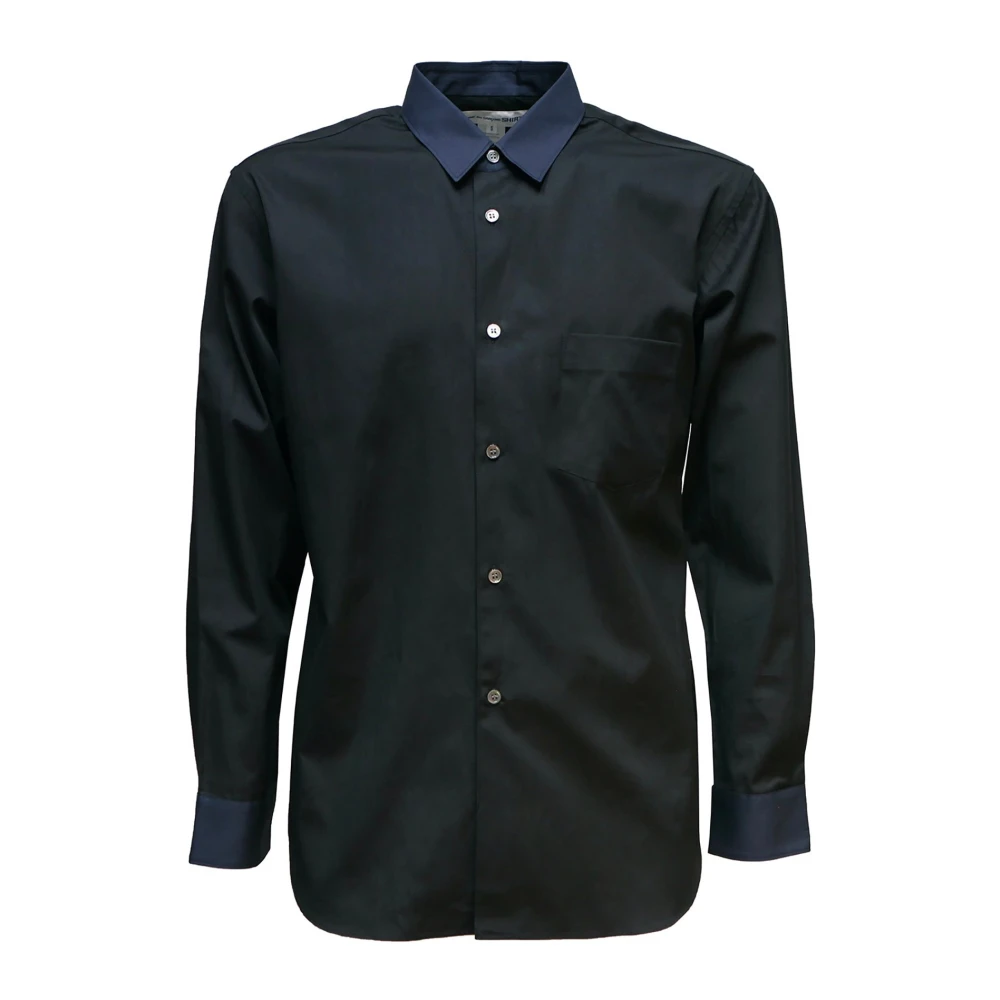 Comme des Garçons Zwarte Overhemd met Blauwe Details Black Heren