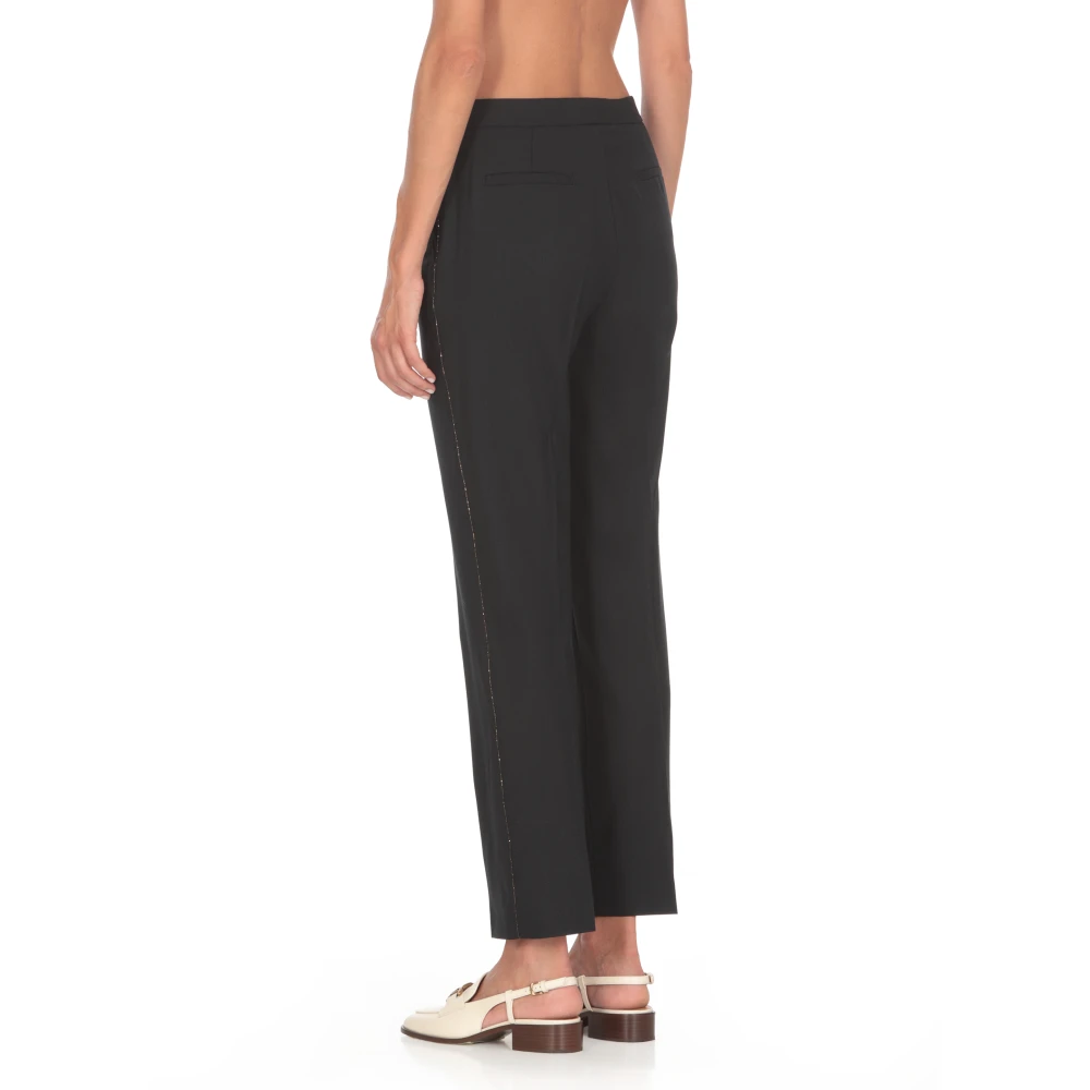 Fabiana Filippi Blauwe Wollen Broek met Helder Details Blue Dames