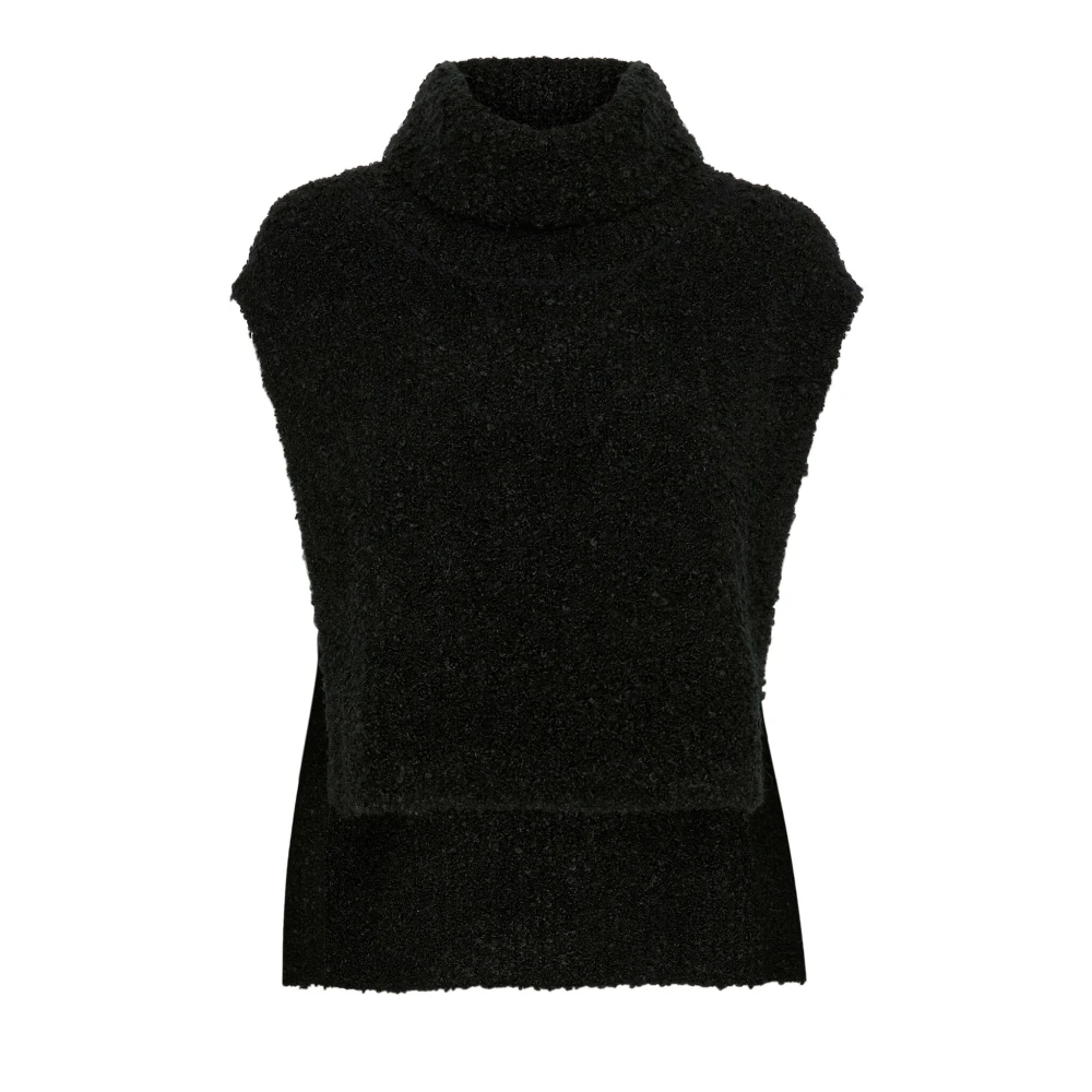 Soaked in Luxury Zwarte Gebreide Trui met Coltrui Black Dames