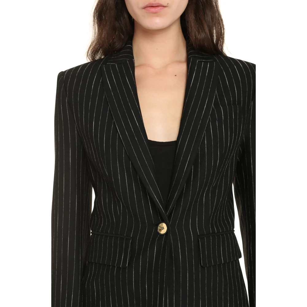 pinko Pin-striped Single-breasted Jas Black Dames